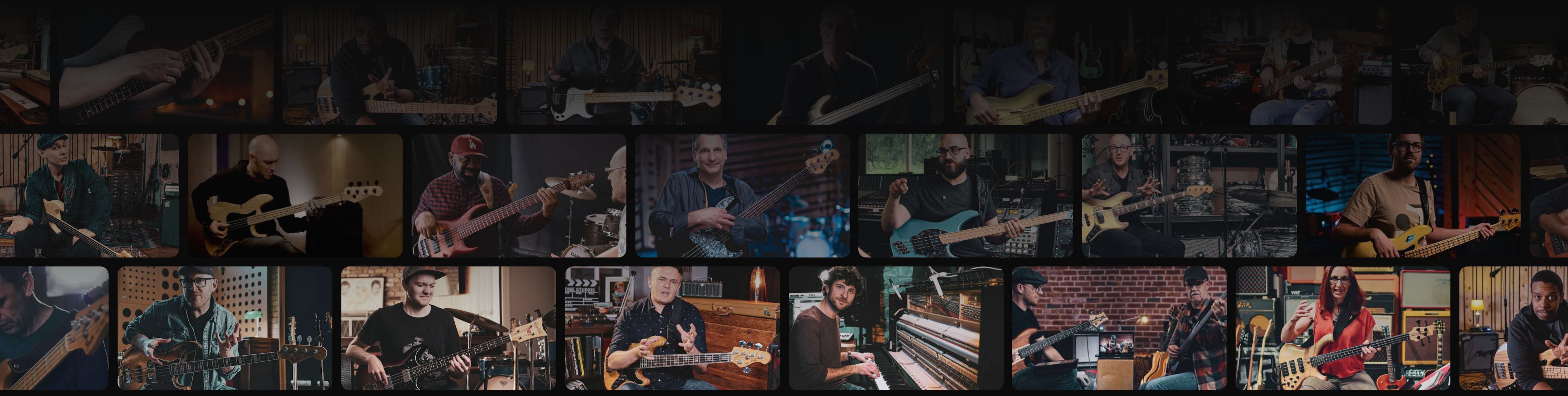 Many stills from courses arranged in a grid